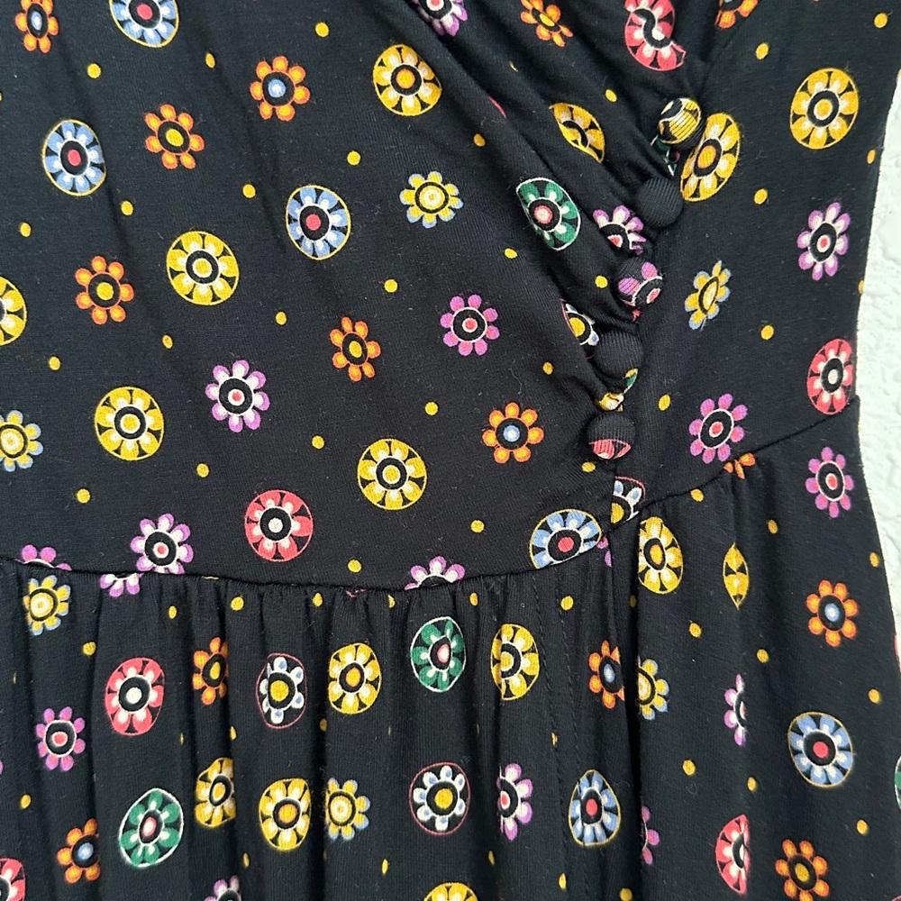 Anthropologie Women’s Maeve Black Floral Rayon 3/4 Sleeve Dress Size XS - Picture 6 of 12